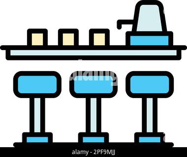 Beverage counter icon. Outline Beverage counter vector icon for web design isolated on white background color flat Stock Vector