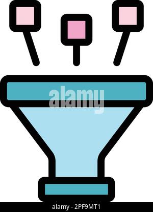 Clients funnel icon. Outline clients funnel vector icon for web design isolated on white background color flat Stock Vector