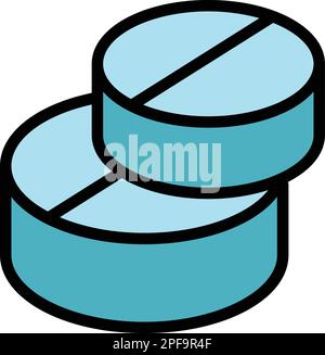 Medical tablets icon. Outline medical tablets vector icon for web design isolated on white background color flat Stock Vector