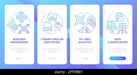 Data lake architecture blue gradient mobile app screen Stock Vector