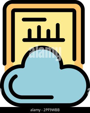 Cloud report icon. Outline cloud report vector icon for web design isolated on white background color flat Stock Vector