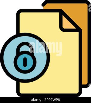 Secured reports icon. Outline secured reports vector icon for web design isolated on white background color flat Stock Vector