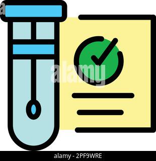 Covid test approved icon. Outline Covid test approved vector icon for web design isolated on white background color flat Stock Vector