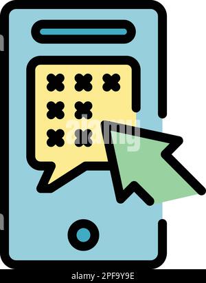 Phone information icon. Outline phone information vector icon for web design isolated on white background color flat Stock Vector