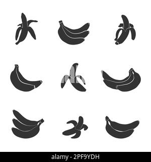 Banana silhouettes, Bananas silhouette collection Stock Vector