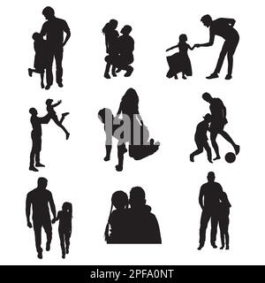Father and daughter silhouettes, Dad and daughter silhouettes Stock Vector
