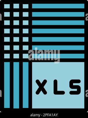 Xls database icon. Outline xls database vector icon for web design isolated on white background color flat Stock Vector