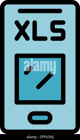 Phone xls icon. Outline phone xls vector icon for web design isolated on white background color flat Stock Vector