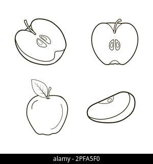 Apple outline, Apple line art icon, Apple logo Stock Vector