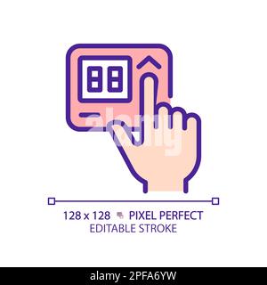 Hand with thermostat pixel perfect RGB color icon Stock Vector
