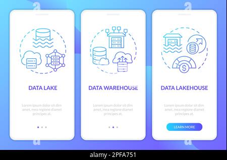 Data repositories blue gradient mobile app screen Stock Vector