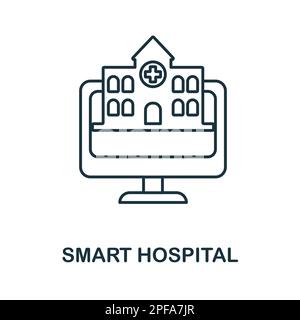 Smart Hospital outline icon. Simple element from healthcare innovations collection. Creative Smart Hospital line icon for web design, templates Stock Vector