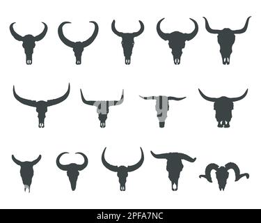Skull bull silhouette, Buffalo skull silhouettes, Horns and skull silhouette,  Bull skull svg, Bison skulls silhouette Stock Vector
