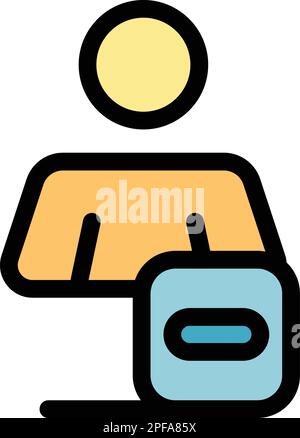 Reject user icon. Outline reject user vector icon for web design isolated on white background color flat Stock Vector