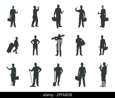 Workers' silhouettes, Labor silhouette set Stock Vector