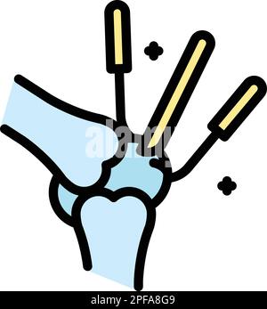 Bone knee restore icon. Outline Bone knee restore vector icon for web design isolated on white background color flat Stock Vector