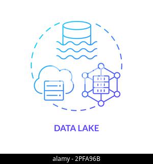 Data lake blue gradient concept icon Stock Vector