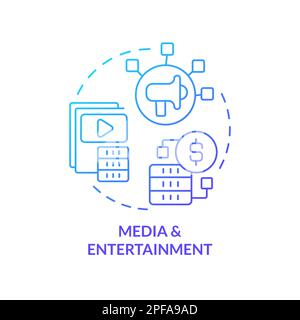 Media and entertainment blue gradient concept icon Stock Vector