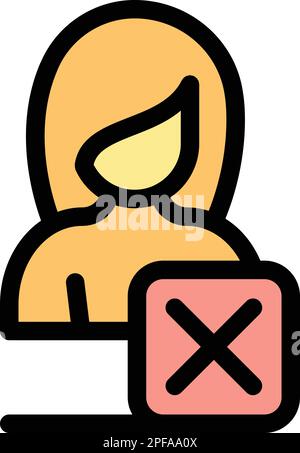 Female user delete icon. Outline female user delete vector icon for web ...