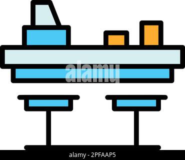 Drink shop counter icon. Outline Drink shop counter vector icon for web design isolated on white background color flat Stock Vector