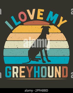 I love my greyhound dog retro vintage t-shirt Stock Vector