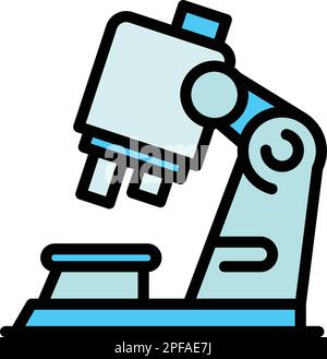 Covid test microscope icon. Outline Covid test microscope vector icon for web design isolated on white background color flat Stock Vector