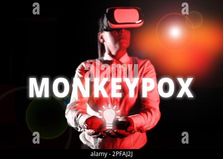 Writing displaying text Monkeypox. Word Written on poxvirus of Africa caused by chiefly in wild rodents and primates Stock Photo