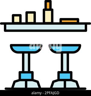 Serving bar counter icon. Outline Serving bar counter vector icon for web design isolated on white background color flat Stock Vector