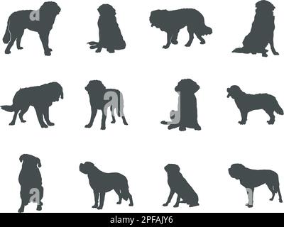 Saint bernard dog silhouette, Saint bernard silhouettes, Saint bernard SVG, Saint bernard vector Stock Vector