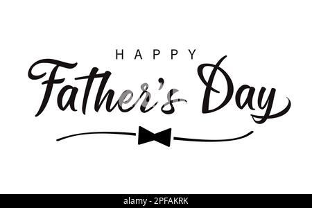 Happy Fathers Day calligraphy with bow tie divider. Vector template with black necktie in divider sketch line and elegant lettering Father's Day Stock Vector