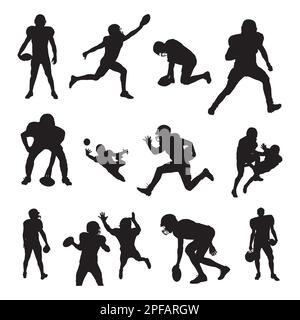 American football player silhouettes set, Football player silhouettes Stock Vector