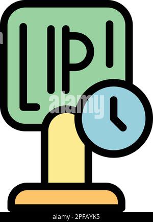 Parking time icon. Outline parking time vector icon for web design isolated on white background color flat Stock Vector
