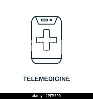 Telemedicine outline icon. Simple element from healthcare innovations collection. Creative Telemedicine line icon for web design, templates Stock Vector