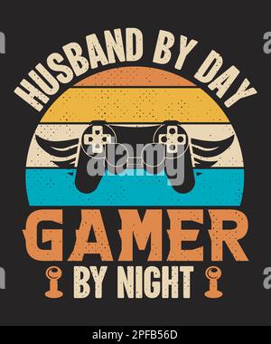Husband by day gamer by night gaming t-shirt design Stock Vector