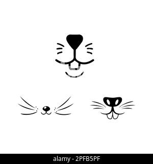 Cute rabbit nose minimalist black on white vector illustration. Cute rabbit icon. Animal nose and teeth logo for veterinarian or pet shop. Stock Vector