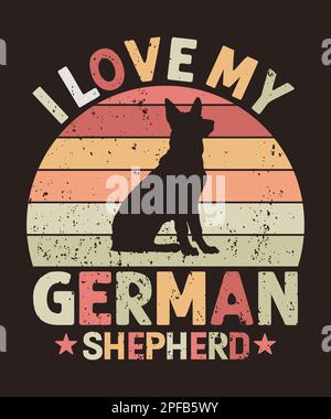 I love my german shepherd retro vintage tshirt Stock Vector