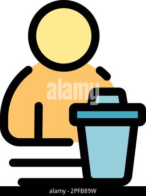 Delete profile icon. Outline delete profile vector icon for web design isolated on white background color flat Stock Vector