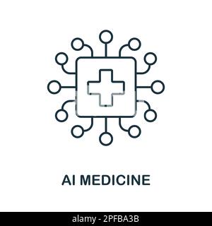 Ai Medicine outline icon. Simple element from healthcare innovations collection. Creative Ai Medicine line icon for web design, templates Stock Vector