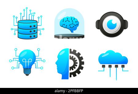Artificial intelligence icon set element design vector. AI technology ...