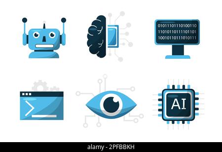 Artificial intelligence icon set element design vector. AI technology ...