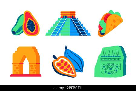 Ancient civilizations items - flat design style object set Stock Vector
