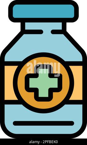 Immune medicine icon. Outline immune medicine vector icon for web design isolated on white background color flat Stock Vector