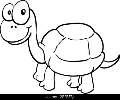 Vector illustration of a cartoon turtle  for coloring book Stock Vector