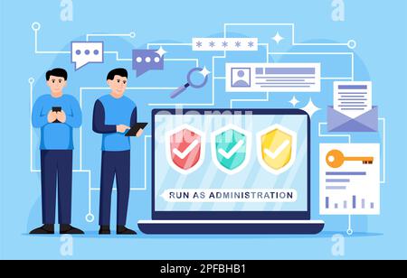 Digital data protection design vector. Cyber security cartoon character ...