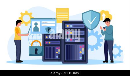 Digital data protection design vector. Cyber security illustration background. Cloud computing network safety concept. Stock Photo