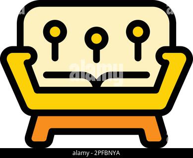 Lounge sofa icon. Outline lounge sofa vector icon for web design isolated on white background color flat Stock Vector