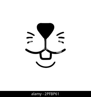 Cute rabbit nose minimalist black on white vector illustration. Cute rabbit icon. Animal nose and teeth logo for veterinarian or pet shop. Stock Vector