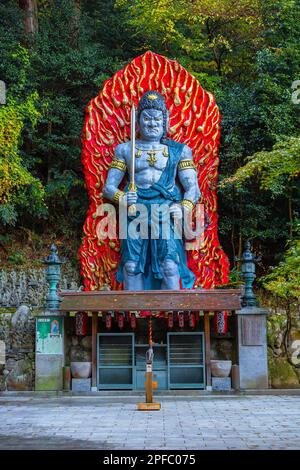 Fukuoka, Japan - Nov 21 2022: Fudou Myouou is a fierce Buddhist deity said to protect worshipers from disasters or harm at Nanzoin Temple Stock Photo