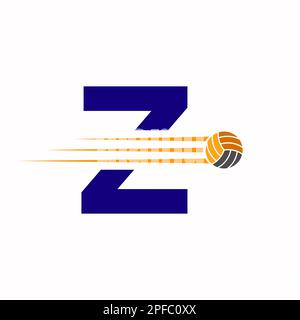 Initial Letter Z Volleyball Logo Design Sign. Volleyball Sports Logotype Stock Vector