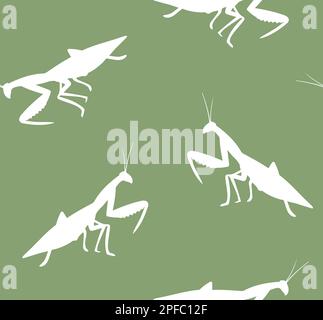 Vector seamless pattern of mantis silhouette Stock Vector